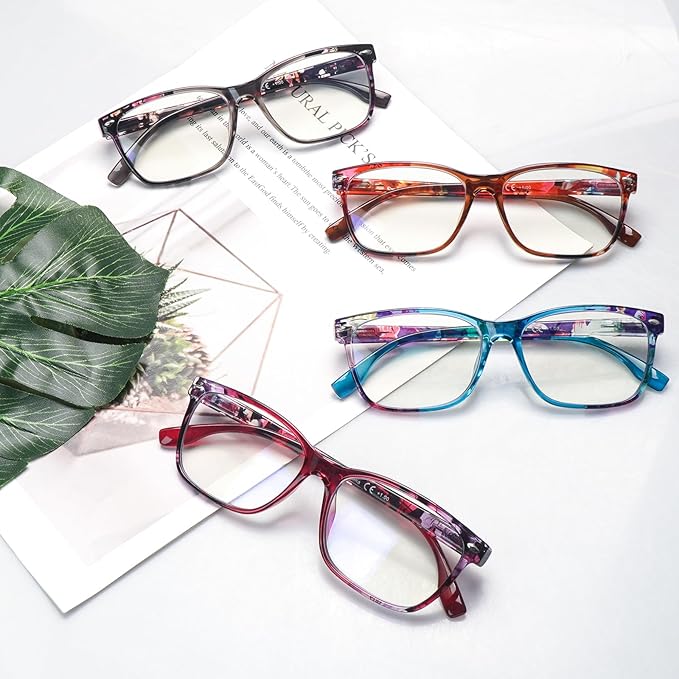 CLASAGA Progressive Multifocus Reading Glasses for Women, Pattern Print Blue Light Block Stylish Ladies Computer Readers