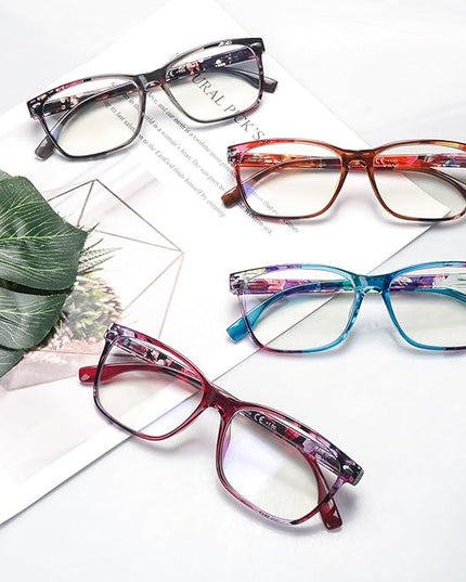 CLASAGA Progressive Multifocus Reading Glasses for Women, Pattern Print Blue Light Block Stylish Ladies Computer Readers