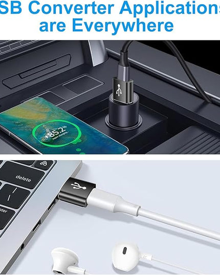 USB to USB C Adapter 8 Pack,USB C Female to USB Male Adapter,USBA to USBC Converter for iPhone 17 16 15 14 13,iPad,Tablet,Samsung Galaxy,Black