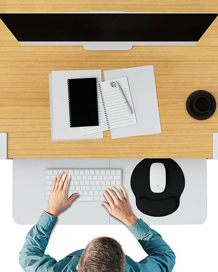Desktop Keyboard Tray, Under Desk Pull Out, 26.77" X 11.81" Large Size Keyboard Tray with C-Clip Mount, Easy Installation, Computer Keyboard Stand, for Home Study and Office