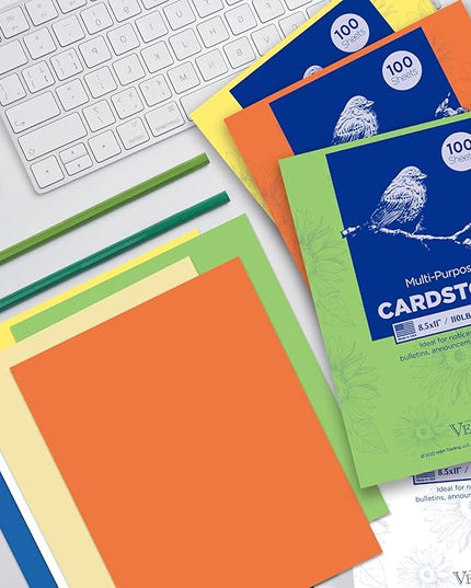 Veritas Green Colored Cardstock, 8.5" x 11" Colored Copy paper, 110LB/199GSM Printer Paper, 100 Sheets (1 Reams), Colored Multi-Purpose Paper, Made in USA