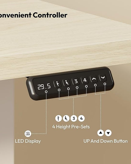 SANODESK L Shaped Standing Desk with Drawer, Adjustable Height Electric Corner Standing Desk, 63 x 55 inch Sit Stand Computer Table with Splice Board, Maple