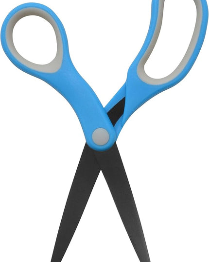 Westcott 55849 8-Inch Non-Stick Titanium-Bonded Scissors For Office and Home, Blue/Gray, 2 Pack