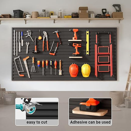 Slatwall Garage Wall Paneling Storage System, PVC Slat Wall Panels 4x8FT, Modular Slatted Wall Panels for Tool Organization, Garage Storage & Wall Organizer Panels