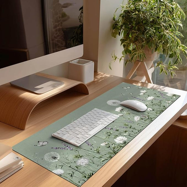 Mouse Pad Gaming Mousepad 31.5 x 11.8 Inch Large Keyboard Desktop Mat XL Mouse Pad for Home and Office Desk Accessories with Botanical Meadow Butterfly Artwork Diatomite