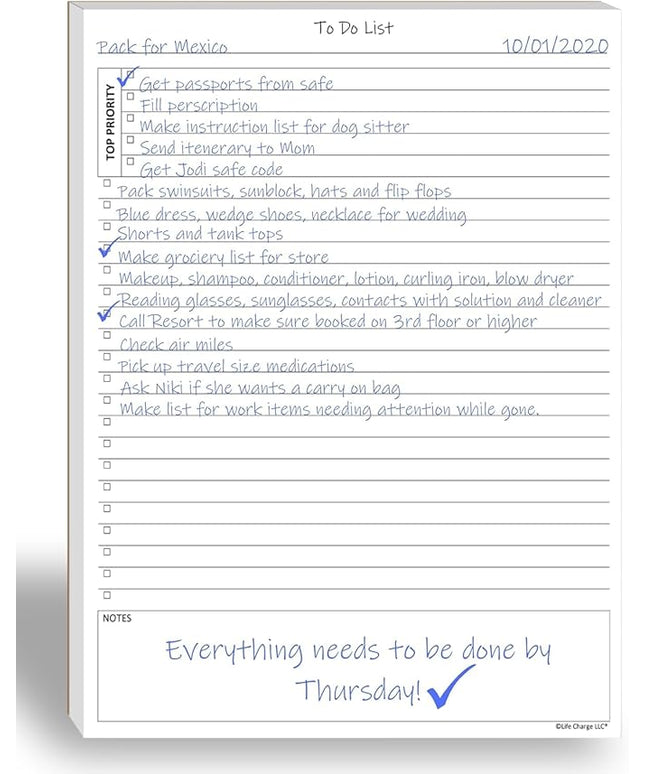TO DO List Planner Notepad, 60 Page Planning Pad. Undated ToDo Checklist w/Priority & Note Sections. Organize & Track Projects, Clients or Daily Tasks. 8.5 X 11, A4 Tear Sheets.