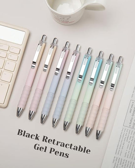 Aisibeiger Gel Pens Fine Point 0.7mm Black Ink Gel Pen Retractable Cute Pens for Smooth Writing School Office Supplies, Pack of 18