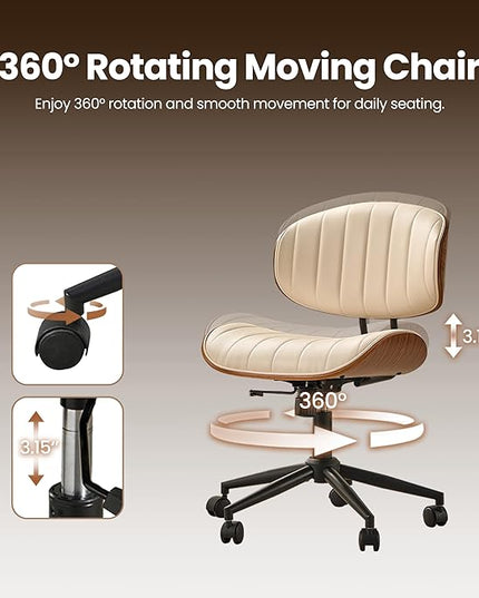 Home Office Desk Chair, Modern Sleek Office Chair with Adjustable Lumbar Support, Adjustable Height Mid Back Executive Task Chair with 360 Rolling Swivel for Meeting Study Room(Striped,White)