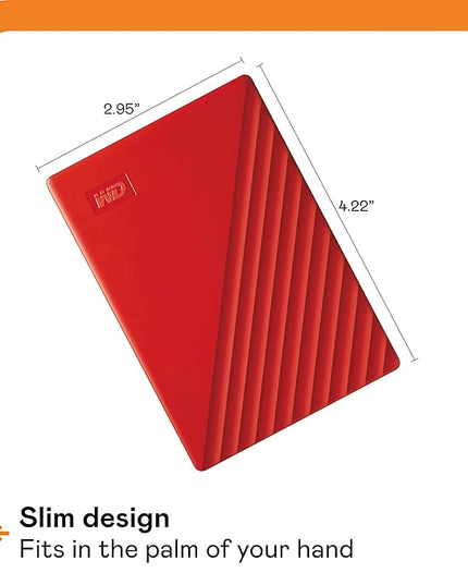 WD 5TB My Passport, Portable External Hard Drive, Red, Backup Software with Defense Against ransomware, and Password Protection, USB 3.1/USB 3.0 Compatible - WDBPKJ0050BRD-WESN