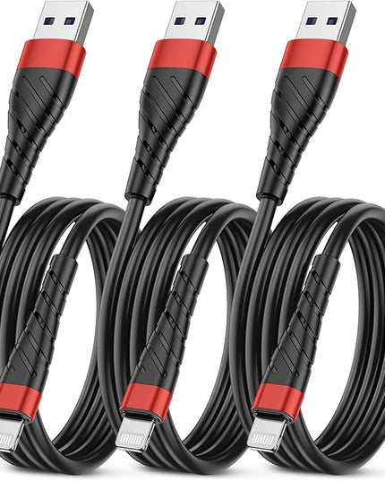 OIITH MFi Certified for iPhone Charger Cable 3 Pack 3 Ft, for Lightning Charging Cord, Fast 2.4A for iPhone USB Cord Compatible with iPhone12/11/XS/Max/XR/X/8/8P/7P/6/iPad - Red