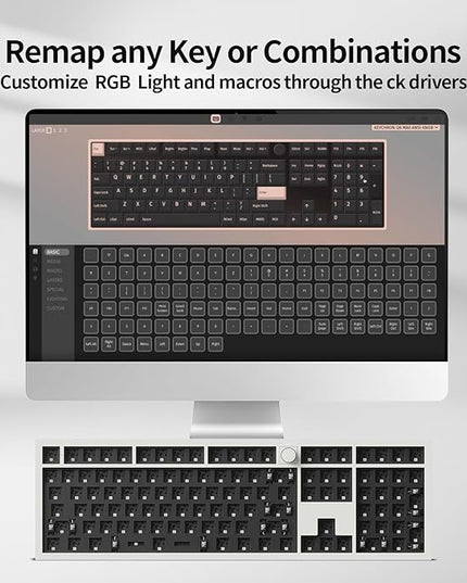 Keychron Q6 Max QMK/VIA Wireless Custom Mechanical Keyboard Barebone Knob Version, Full-Metal Hot-Swappable RGB Backlight 2.4 GHz/Bluetooth/Type-C Wired Gaming Keyboard for Mac/Windows/Linux - White