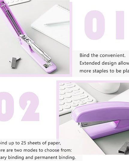 Purple Desk Organizers and Accessories Office Supplies Set Stapler, Pen Holder, Phone Holder, Scissors, Pen, Ruler, 30 Paper Clips, 22 Binder Clip, 20 Tacks and 1000pcs Staples
