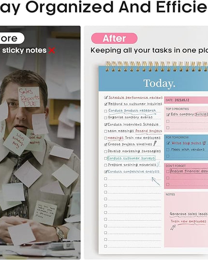 Taja To Do List Notepad - To Do List Notebook for Work with 52 Sheets, 9.8" x 6.5", Undated Daily Planner Perfect for Daily Tasks and Goal Setting, Notepad Suitable for Office, Home & School - Early Dawn