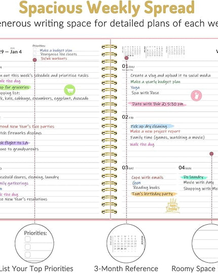 Forvencer 2026 Planner, Hardcover Calendar Planner Weekly and Monthly, Jan 2026 - Dec 2026, 6" x 8", Spiral Agenda Book with Tabs, Exquisite Daily Journal Organizer for Home School, Olive Green