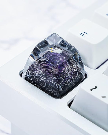 Cool Purple Galaxy White Astronaut Artisan Keycap R1 SA Profile Custom Astronauts Keycaps 1U ESC Handmade Gaming Resin Key Cap Cherry MX Switch Compatible Mechanical Keyboard Space Lover Gift