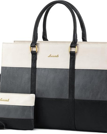 LOVEVOOK Laptop Bag for Women 17.3 Inch Laptop Tote Bag Vintage Leather Work Bags for Women Professional Computer bag