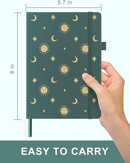 &And Per Se Lined Journal Notebook, 160 Pages, A5 5.7 x 8 inches College Ruled Thick Paper Notebook Journals for Writing, Hardcover Notebooks for Women Men Office School (Celestial Green)