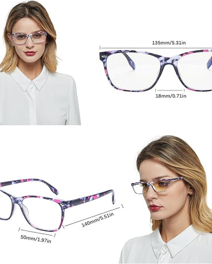 CLASAGA Progressive Multifocus Reading Glasses for Women, Pattern Print Blue Light Block Stylish Ladies Computer Readers