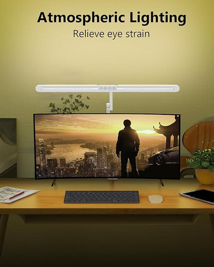 Micomlan 3000 Lumen Super Bright Led Desk Lamp for Home Office, 47Inches Long Architect Desk Lamp with Clamp, Dimmable Table Light with Adjustable Monitor Light Bar Tall Office Lighting for Computer