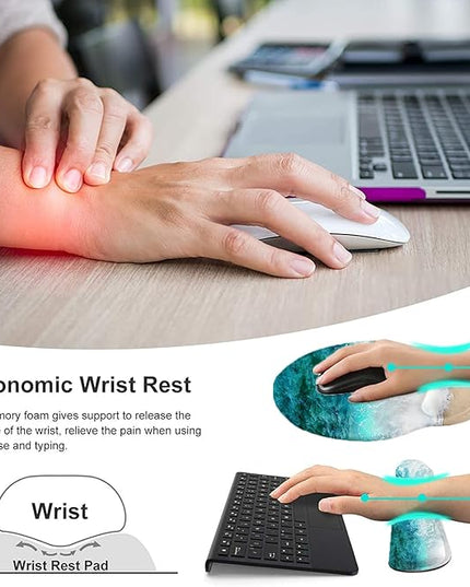 Lateefah Mouse Pad with Wrist Rest, 3-in-1 Gaming Mouse Pad, Keyboard Wrist Rest, Ergonomic Memory Foam Mousepad with Wrist Support for Computer Keyboard