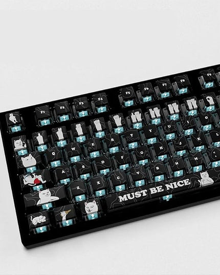 RIPNDIP Must Be Nice Custom Keycaps, 120 Keys ASA PC PBT Keycap Set, Dye Sub Shine Through 4-Sided Crystal Key Caps, Universal Compatibility Keycaps for MX Switches Mechanical Keyboard