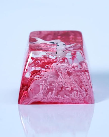 Kohaku Koi Fish Artisan Keycap Smoky Ruby Red Ocean Coral Reef R1 SA Profile Custom Keycaps 1U ESC Handmade Gaming Resin Key Cap Cherry MX Switch Compatible Mechanical Keyboard Koi Lover Gift
