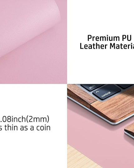 Aothia Leather Desk Pad Protector, Mouse Pad, Office Desk Mat, Non-Slip PU Leather Desk Blotter, Laptop Desk Pad, Waterproof Desk Writing Pad for Office and Home (36" x 17", Fairy Pink)