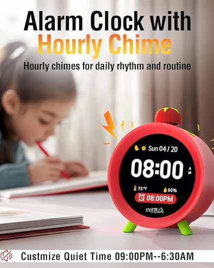 MOMILLA Kids Alarm Clock for Bedrooms, Colorful Display 7-Day Programmable 4 Alarms, Visual Timer with White Noise, Digital Clock Loud for Heavy Sleepers, Christmas Birthday Gifts for Girls Boys