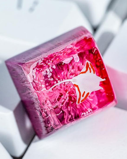 Manta Ray Artisan Keycap Pink Purple Coral Reef R1 SA Profile Custom Sea Creatures Keycaps 1U ESC Handmade Gaming Resin Key Cap Cherry MX Switch Compatible Mechanical Keyboard Manta Ray Lover Gift