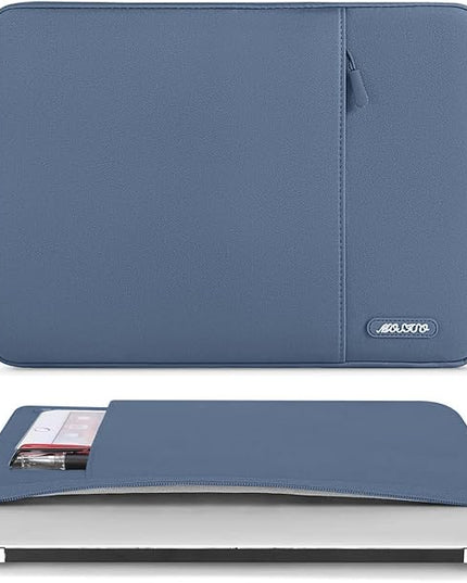 MOSISO Laptop Case 14 inch, 14 inch Laptop Sleeve Compatible with HP Lenovo Dell ASUS Acer, HP Stream, Dell Latitude, Lenovo IdeaPad, Polyester Vertical Computer Sleeve Bag with Pocket, Steel Blue