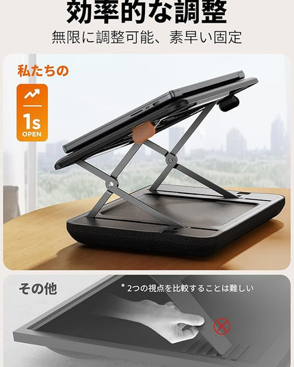 SAIJI Height & Tilt Adjustable Lap Desk, Portable Laptop Stand for Bed, Car, Couch and Recliner, Foldable Lap Desks - Up to 15.6 Inch Laptops