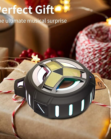 EBODA Waterproof Bluetooth Speaker, Shower Wireless Speaker, IP67 Waterproof, LED Light, Floating, Portable Speakers for Travel, Pool, Beach, Kayak, Gifts for Men-Black Golden Special Edition