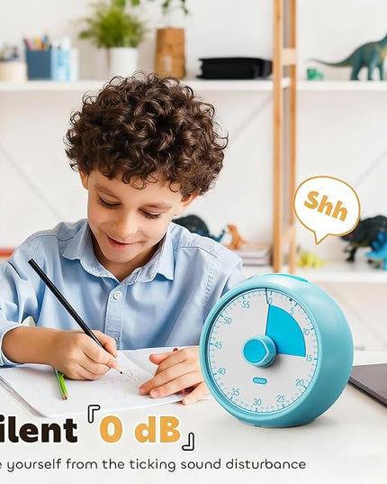 Conchstar Visual Timer for Kids 60-Minute - Countdown Timer with Optional Alarm, Focus Tool for ADHD & Autism, Time Management for Homework, Chores, Office, Kitchen, Teaching & Study Routines (Blue)