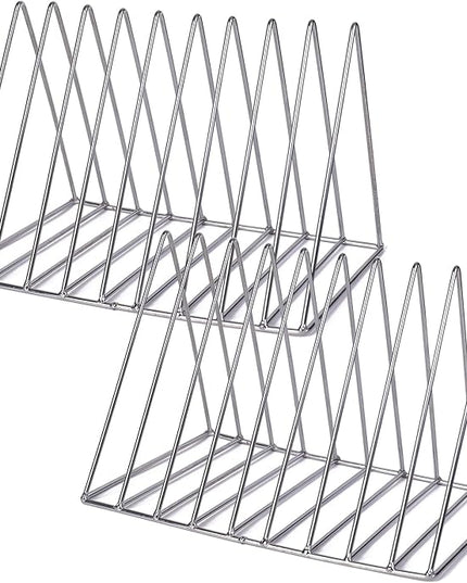 Sooyee 2 Pack 9 Slot Silvery Magazine Holder,Desktop File Sorter Organizer Triangle Bookshelf Decor Home Office