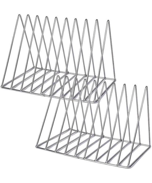 Sooyee 2 Pack 9 Slot Silvery Magazine Holder,Desktop File Sorter Organizer Triangle Bookshelf Decor Home Office