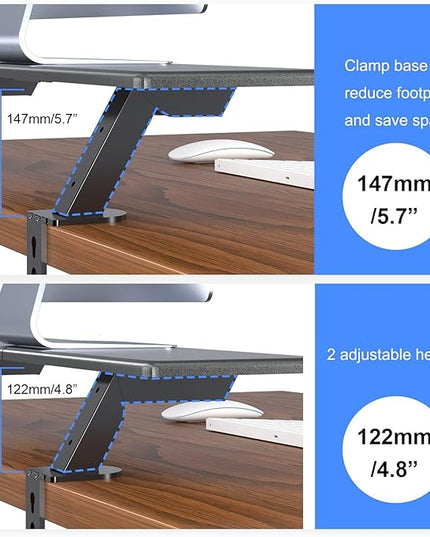 suptek Clamp-on 32 Inch Dual Monitor Desk Mount Riser Shelf Computer Stands for 2 Monitor,Laptop,Printer, Notebook,32.2” x 7.8” x 5.7”