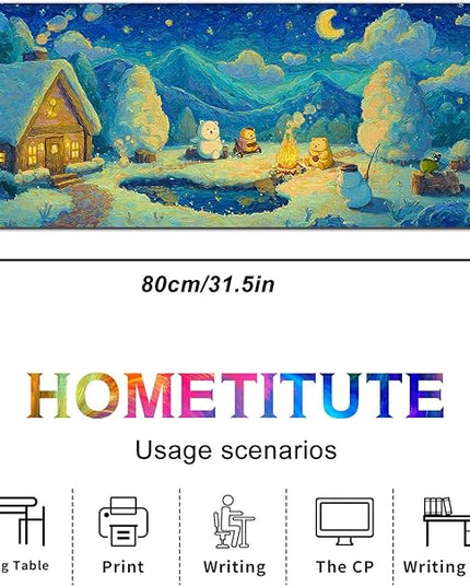 XL Mouse Pad 31.5 x 11.8 Inch Gaming Mousepad Diatomite Large Keyboard Mouse Pad for Home and Office Desk Accessories with Winter Cabin Starry Sky Bear Campfire Artwork