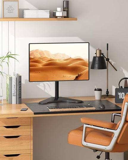 WALI Single Monitor Stand for 13-32 Inch Computer Screens, Freestanding Single Monitors Arm Desk Mount, Universal VESA Monitor Mount 75x75/100x100mm, Adjustable Height and Angle, (MF001), Black