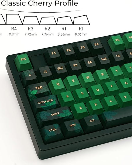 PBT Keycaps,XVX Maple Leaf Theme PBT Dye-Sub Keycaps Set, Cherry Profile Ke ycaps for 65%/75%/100% Mechanical Keyboards (Compatible with Gateron & Cherry MX Switches)