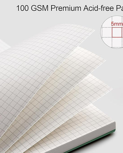 AHGXG Graph Paper Notebook - Spiral Notebook 8.5" x 11", A4 Large Graph Notebook, 100 gsm Thick Grid Paper, Waterproof Plastic Cover Journals for School Writing Engineering Math, Green