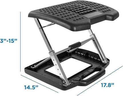 Mount-It! Adjustable Footrest with Massaging Bead | Adjustable Height and Tilt Office Foot Rest Stool for Under Desk Support | 5 Height Settings, 3 Tilt Settings | Black