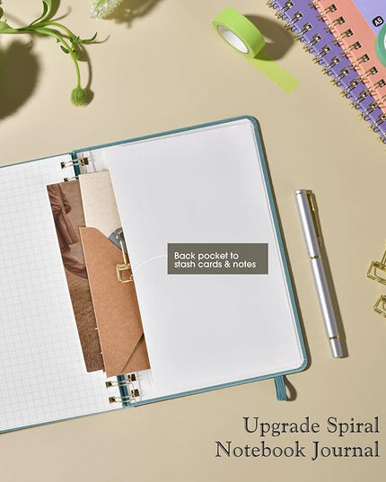 Graph Spiral Journal Notebook, A5 Hardcover Spiral Journals for Women Men, 100 GSM Graph Paper Notebooks, 150 Pages Spiral Bound Grid Notebook for Writing Note Taking Work 5.75" x 8.38", Misty Blue