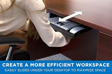 Mount-It! Under Desk Computer Keyboard and Mouse Tray, Slide Out Ergonomic Keyboard Drawer with Gel Wrist Pad, Tilt, Swivel and Height Adjustment, Black
