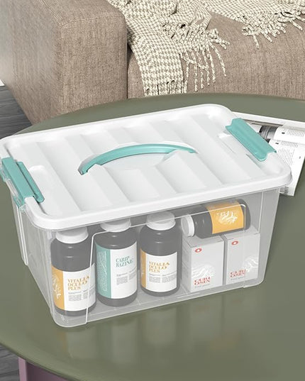 6-Pack Clear Storage Latch Bins, 14 L Plastic Storage Boxes with Lid