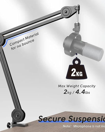FIFINE Microphone Arm Stand-Heavy Duty Boom Arm, Suspension Scissor Adjustable Mic Stand with Desk Mount, C-calmp, 5/8" Screw, Cable Ties, for Recording Gaming Streaming Podcasting-BM63