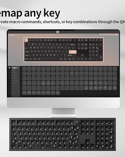 Keychron Q6 Max QMK/VIA Wireless Custom Mechanical Keyboard Barebone Knob Version, Full-Metal Hot-Swappable RGB Backlight 2.4 GHz/Bluetooth/Type-C Wired for Mac/Windows/Linux - Black