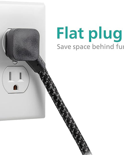 Philips 6-Outlet Surge Protector, 8 Ft, Braided Cord, 1080 Joules, Adapter-Spaced, Black, SPC6066BB/37