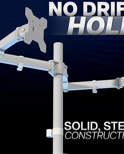VIVO Dual Ultrawide Monitor Desk Mount, Heavy Duty Fully Adjustable Steel Stand, Holds 2 Computer Screens up to 38 inches and Max 22lbs Each, White, STAND-V038W