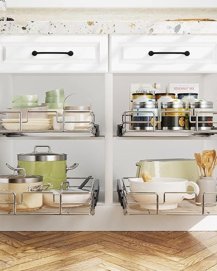 LOVMOR Pull Out Cabinet Organizer 7½" W x 21½" D, Kitchen Cabinet Pull Out Shelves Slide Out Storage