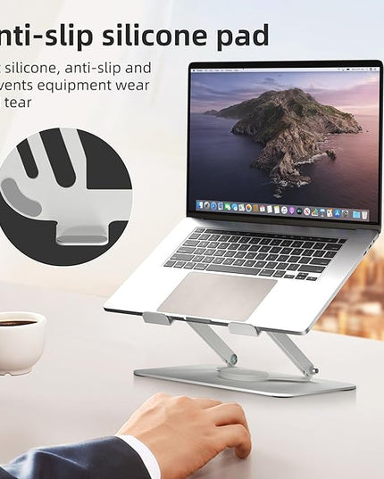 suptek Laptop Stand for Desk, Adjustable Computer Notebook Stand with 360° Rotating Base, Ergonomic Laptop Riser for Collaborative Work, Foldable & Portable Laptop Stand,fits for 11-17" Laptops,White
